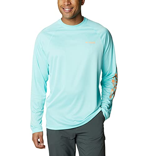 Columbia Men s Standard Terminal Tackle Long Sleeve Shirt, Gulf Stream Heather Bright Nectar Logo, X-Large