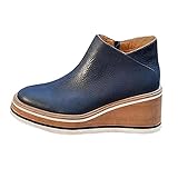 Topassion Damen Stiefeletten Western Cowboy Damenstiefel Modisch Keilabsatz Stiefel Prägnant Retro Seitlicher Reißverschluss Halbschuhe Stiefeletten Cowgirl Moderne Schuhe Einfachheit Stiefeletten