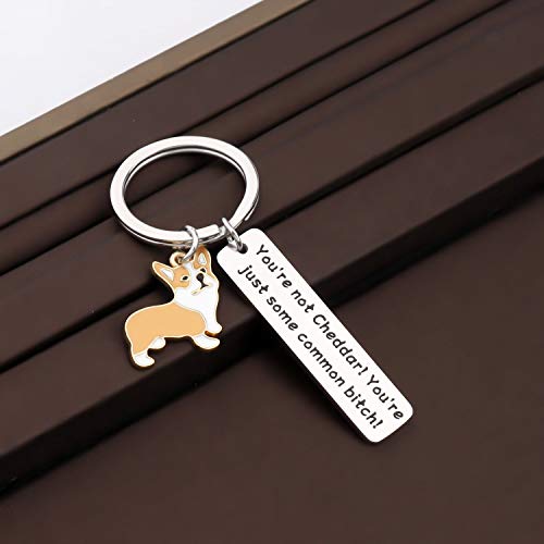 Image of POTIY Brooklyn Corgi Gift You're Not Cheddar Keychain Brooklyn Inspired Jewelry