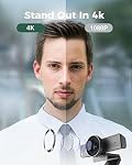 WYRESTORM 4K Webcam avec AI Suivi, Framing automatique, 120° FOV, 90fps, 8X Zoom numérique, ePTZ, Double AI Mics, Caméra de la salle de conférence pour l'appel vidéo, l'enseignement à distance, HD Diffusion en direct
