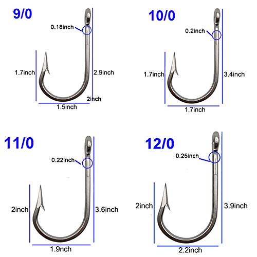 Tuna Big Game Fishing Hooks - Stainless Steel Southern Fish Hooks Forged Ringed 10Pcs/Bag For Big Game Fishing 4/0 #TOP3