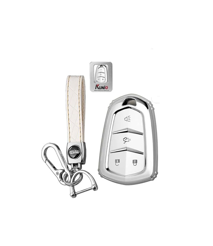 Coque de clé Cadillac Escalade en TPU blanc idéale pour protéger votre télécommande au quotidien