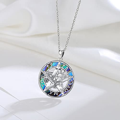 Collar Vikinga Plata 925 Pentagrama con Concha de Abulón