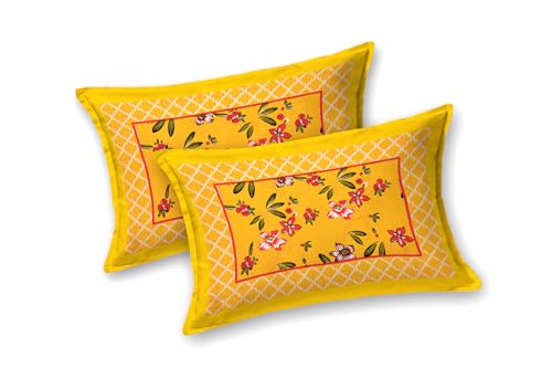 Image of Monique Cotton Double Bedsheet 144 TC | Soft & Breathable Cotton Bedding Set with 2 Pillow Covers | Elegant Floral Printed Bed Sheet for Bedroom & Home
