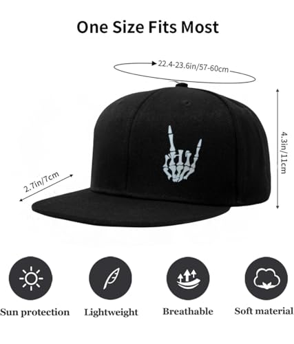 Image of Tai & Zai Black Snapback Hat with Printed, Adjustable Flat Brim Cap, Six Hole Breathable Design