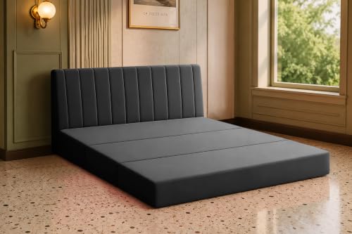 Image of Los Angeles Modern Velvet 3-Seater Sofa Cum Bed, Multipurpose Convertible Sleeper Couch Sofa for Living Room, Bedroom & Office- Black Color