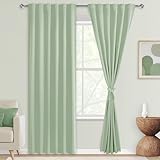 DWCN Green Curtains 84 inches Long for Living Room - Back Tab and Rod Pocket Tieble Thermal Insulated Light Blocking Window Treatment Panels for Bedroom, 52 x 84 Inch, 2 Panels, Seafoam Green