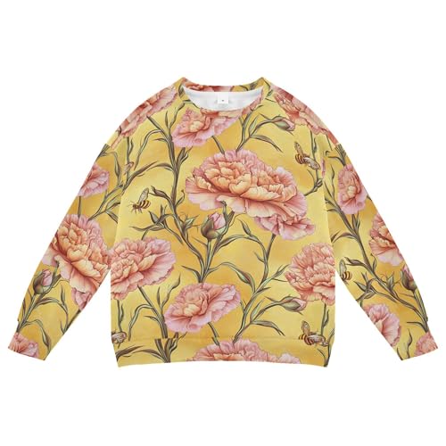 JUNZAN Beauty Carnation Gold Little Kids Sweatshirts Hoodies Crewneck Kids Hoodies Boys Sports 4T