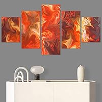 SIGNWIN 5 Panel Canvas Wall Art Modern Art Abstract Contemporary Edgy Mixed Media Multicolor Patterns for Home Decorations Ready to Hang - 60