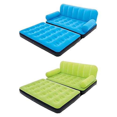 Bestway Multi-Max Inflatable Air Couch Double Bed with Pump, Blue & Green Couch