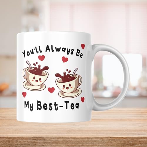 Wanky Candles Cute Mug Best Tea Mug You'll Always Be My Best-Tea - Funny Birthday, for Best Friend, Sister, Funny Pun CMUG152