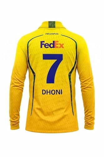 Image of CSK Jersey MS Dhoni 7 Team Half Sleeve Jersey 2023 /2024 for Boys & Men