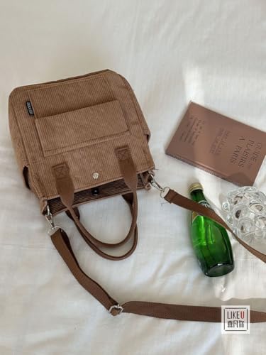 Corduroy Multi-Pocket Tote with Adjustable Strap Mini Crossbody Bag with Magnetic Closure Lightweight Shoulder Purse3