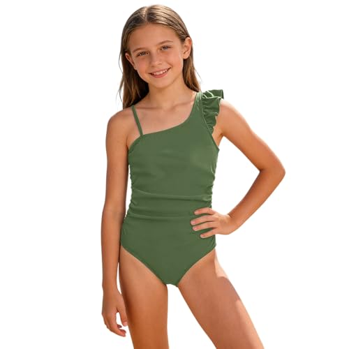 Maillot de bain une pièce filles 3-12 ans à volants élégants pour la plage
