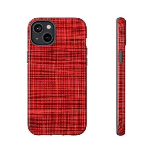 Coque iPhone 14 Plus motif écossais rouge et protection antichoc brillante