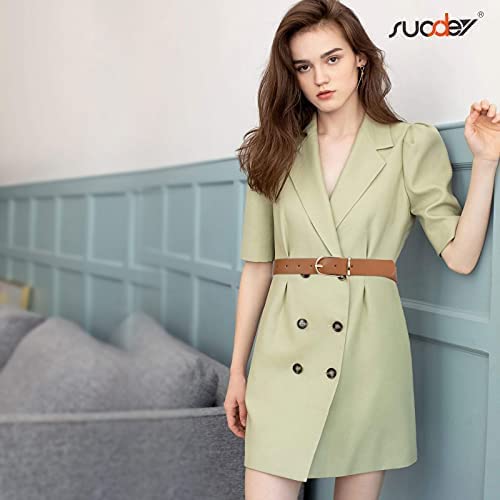 Image of 2 Pack Women Soft Faux Leather Waist Belt for Ladies Jeans Dress Chic belt with Pin Buckle SUOSDEY Fashion Casual Belt