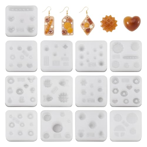 Craftora - Lot de 13 moules en silicone pour l'art des ongles - Formes poisson, cœur, pain, coquillage, charmes, ornements - Moules de moulage en résine pour...