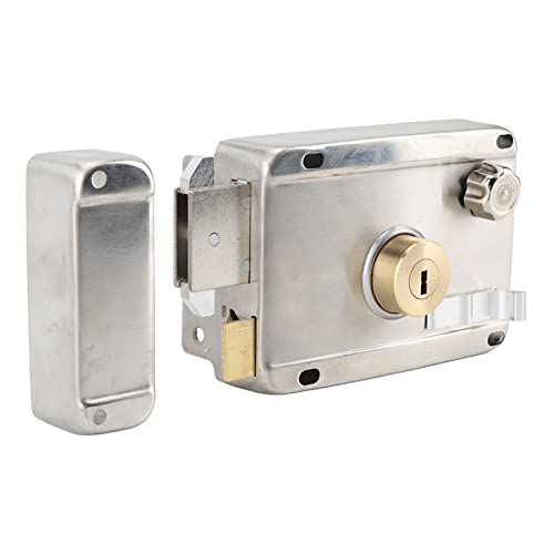 Cerradura Antirrobo Mecánica Exterior, Cerradura de Puerta Exterior de Acero Inoxidable Plateado Cerradura de Cerrojo de Cilindro de Llave Vertical para Puerta