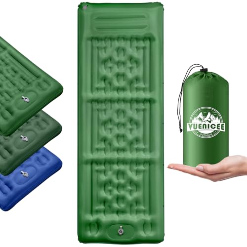 VUENICEE Isomatte Selbstaufblasend, 12CM Verdicktes Camping Matratze mit Fußpresse Pumpe, Wasserdicht Ultraleicht Selbst Aufblasbares Matratze für Wandern, Camping, Wüste, Strand usw.
