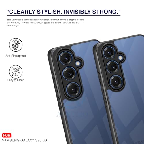 Image of AESTMO Samsung Galaxy S25 5G Back Cover | 360 Protection | Crystal Clear Hard Back Transparent | Bumper Case for Samsung Galaxy S25 5G (PC+TPU, Black Bumper)
