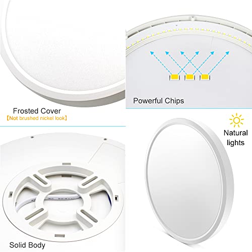 LightingWill 8.9 Inch LED Flush Mount Ceiling Light Fixture, 2800K Warm White, 1800LM, 18W, Flat Modern Round Lighting Fixture, 180W Equivalent White Ceiling Lamp for Kitchens, Bedrooms.etc.
