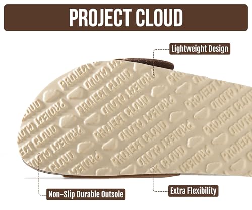 Image of Project Cloud 100% Genuine Leather Sandals Women Dressy Beach Essentials Slides for Women Footwear - Lightweight with Memory Foam Insole Sandals for Women 2026 - Womens Slides