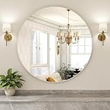 Lvguang Espejo Redondo 80 cm | Marco de Metal Cepillado | Espejo de Baño...