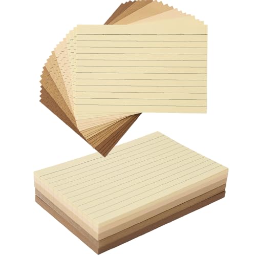 100 Sheets 4x6 Colored Ruled Note Cards Index Cards, 5 Brown