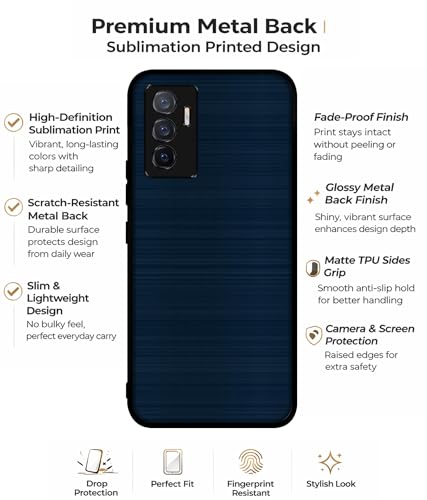 Image of Blue Line Design Premium 2D Printed Metal Back Case Cover for Vivo V23E 5G / Y75 4G