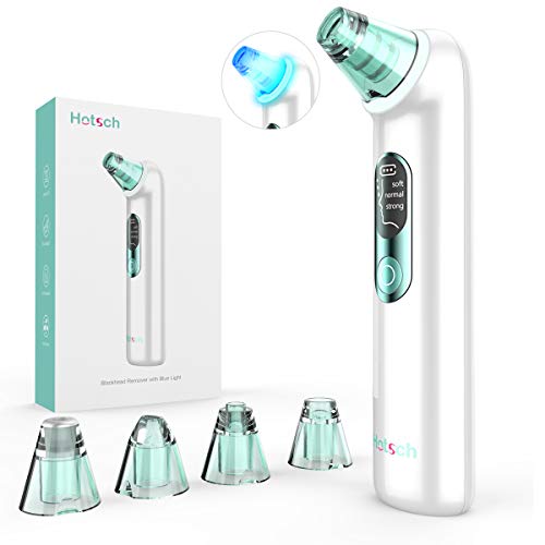 Blackhead Remover Vacuum-Hotsch Electric Blackhead Remover Kit Pore Vacuum Blackhead Remover Acne Vacuum Cleaner with LED Screen Blue Light 4 Adjustable Functional Probes Skin Cleaner
