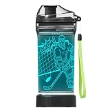Lightzz Kids Water Bottle with 3D Glowing Hockey LED Light - 14 OZ Tritan BPA Free - Creative Ideal