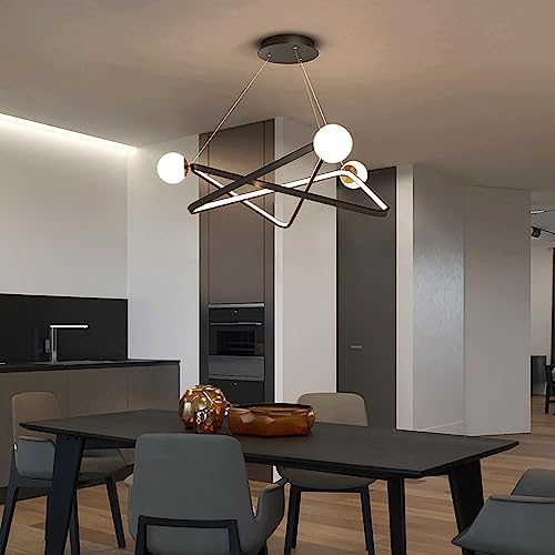 Lustre LED à intensité variable avec abat-jour boule de verre modulable