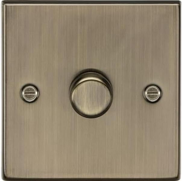 Knightsbridge CS2181AB 1G 2-way 10-200W (5-150W LED) trailing edge dimmer - Square Edge Antique Brass