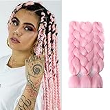 VOKEYLA Pink Braiding Hair 24inch Kanekalon Braiding Hair High Temperature Synthetic Fiber for Braids 3Pack Braid in Hair Extensions for Crochet(Color:Pink)