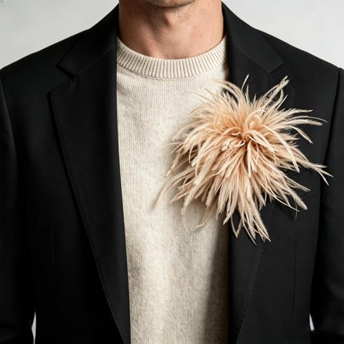 Image of CSIYANJRY99 Dainty Feather & Rose Flower Large Brooch Lapel Pins Delicate Elegant Handmade Flower Brooches Pin Classic for Wedding Party Dance Banquet for Women Dress Suit Ceremony Clothes Accessories Jewelry Valentine's Day Gifts