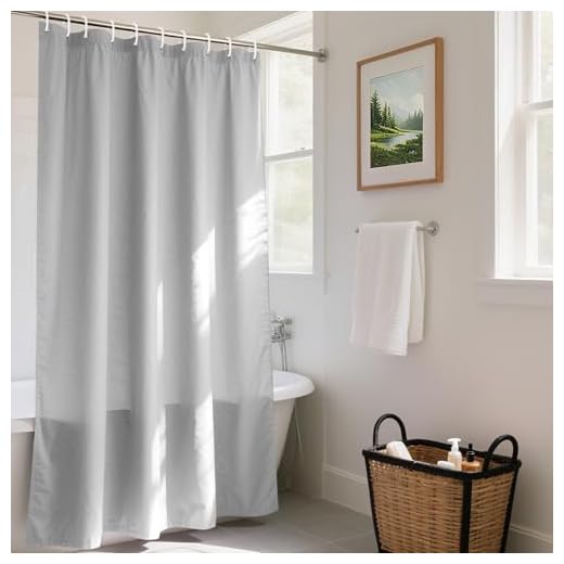 REDKEY Duschvorhang 180x220 cm mit Gewicht Unten, Anti-schimmel Badvorhang, Waschbar Schnelltrocknend Wasserabweisend PVC Textil, Antibakteriell Badewanne Vorhang mit 12 Haken für Bad Dusche, Grau