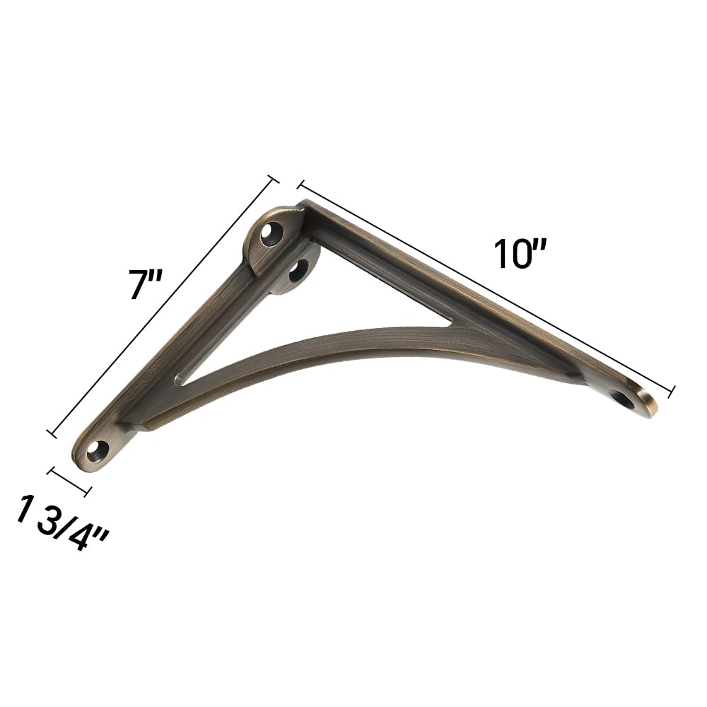 KHTUMEWARE-170326 Antique Brass Shelf Brackets 2-Pack in Antique Brass — KHTUMEWARE