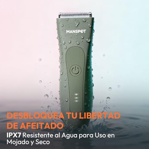 MANSPOT Afeitadora Corporal Masculina, Depiladora Corporal Hombre Electrica con Cuchilla de Cerámica Desmontable y Protección IPX7, Rasuradora Hombre Recargable USB para Cuerpo, Zona Intima, Genitales - imagen 7