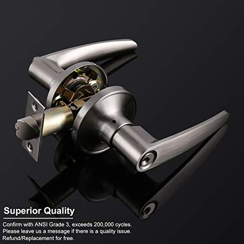 Knobonly Universal Straight Door Lock Levers, Satin Nickel Finish Entry Door Handle Set Keyed Alike Door Lockset, Right/Left Handed, Combo Pack Of 2 #TOP1