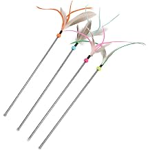 ألعاب Cat Wand 4 PCS Interactive Cat Feather Wands Cat Teaser Wand مع Color Vary Feather و Bell