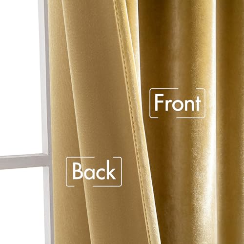 Image of MIULEE Velvet Curtains 52x108 inches 2 Panels Gold Blackout Curtains | Luxury, Bedroom Living Room, Thermal Insulated, Super Soft Window Drapes, Rod Pocket & Back Tab