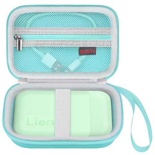 Elonbo Carrying Case for Liene 2x3” Photo Printer, Portable Instant Printer Travel Holder, Mini Picture Printer Bag. Mesh Pocket Fits Photo Paper, Cable. Green