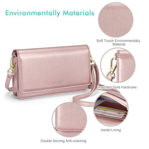 Image of nuoku Women Small Crossbody Bag Cellphone Purse Wallet with RFID Card Slots 2 Straps Wristlet