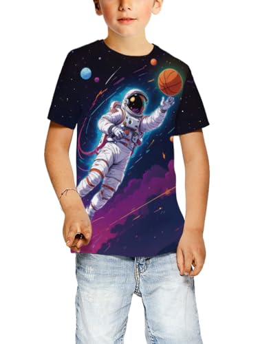 Image of Ainuno Graphic Tees for Boys Girls Kids 7-14Y, Summer Short Sleeve T Shirt Cool 3D Print