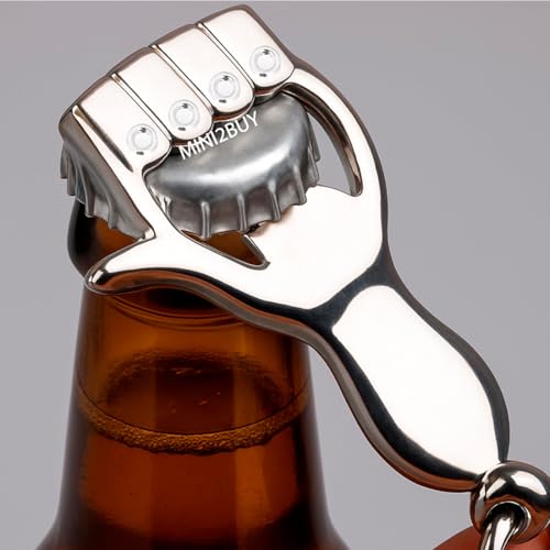 Image of Stainless Steel Bottle Opener Keychain Key Ring Multifunctional Ideal for a Special Occasion Metal Key Chain Metal Key Ring Gift for Beer Lovers (Non-Customized)