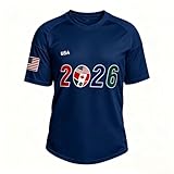 TOMITANY Soccer Jerseys Shirts for Men and Women Quick Dry Athletic Tops American Flag USA Team Fans Shirts Navy Blue 3XL