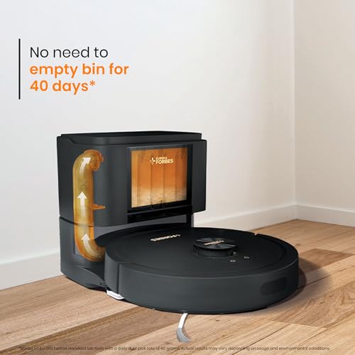 Eureka Forbes SmartClean Auto Bin Turbo, 7000Pa HyperSuction Robotic Vacuum Cleaner (40 Days Hands-Free Cleaning) | LiDAR 3.0 & Quick Home Mapping | Wet Mopping | 3-Hour Run Time | Smart App Control view 2