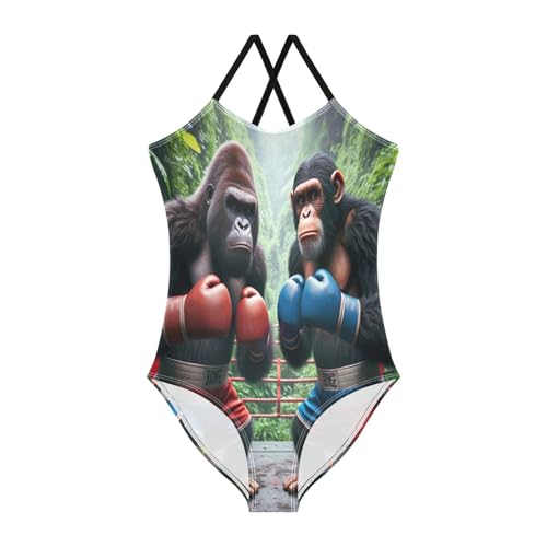 RPLIFE - RPLIFE Apes Boxe Toddler Girl Maillot de bain, vêtements de plage, maillots de bain d'été pour filles, Boxe singes, 9-10 Ans