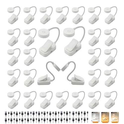 Image of 30Pack Rechargeable Book Light Bulk for Reading in Bed,3 Color Temperature Reading Light,Adjustable Brightness,Clip on to Book for Reading at Night