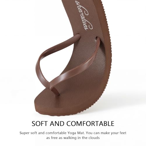 Image of shevalues Slim Basic Flip Flops for Women with Comfortable Yoga Mat | Lightweight Non Slip Rubber Sandals for Beach, Shower, Pool & Summer Casual Wear